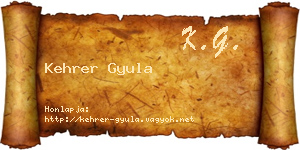 Kehrer Gyula névjegykártya